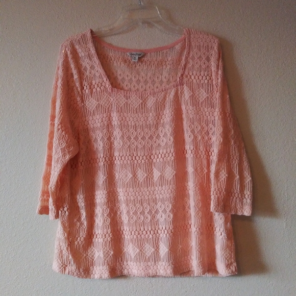 Lucky Brand Tops - Lucky Brand Pink Lace Blouse Feminine Boho XL